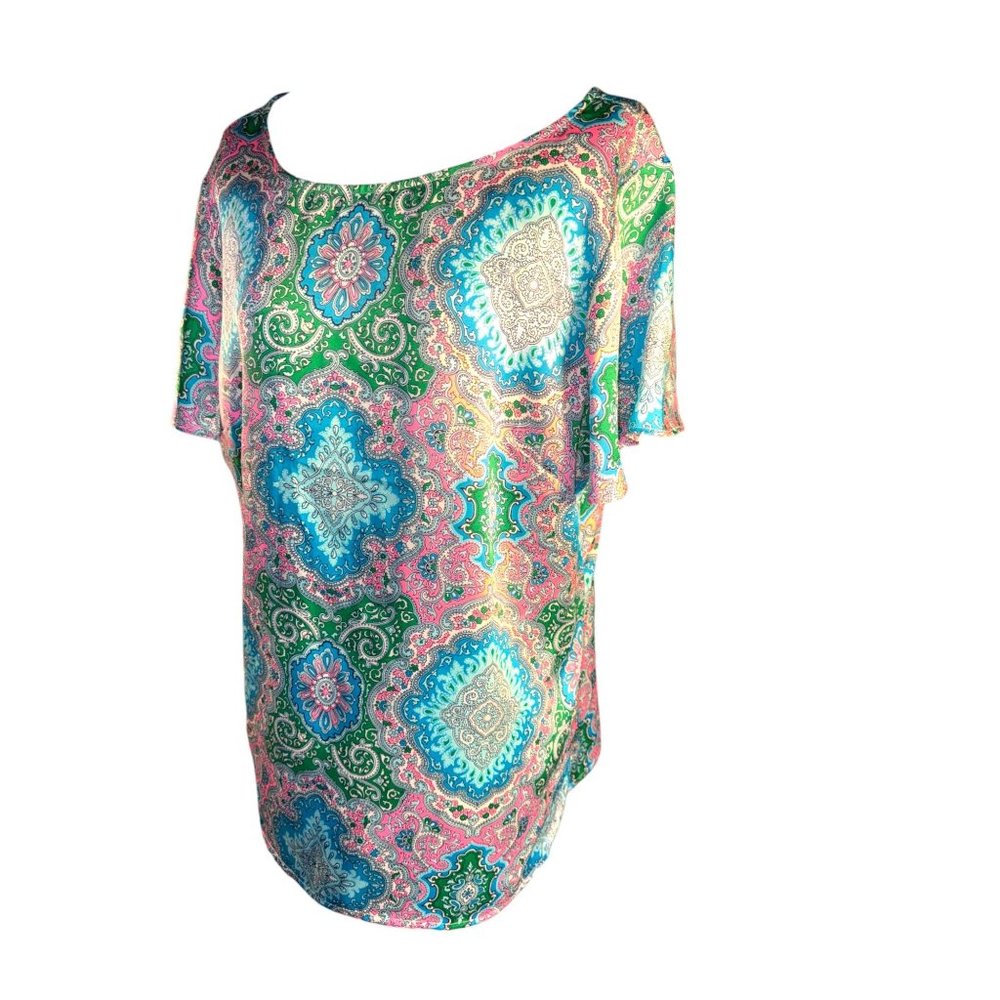 Talbots Loose Fit Summer Party Blouse Women Size Petite Large - Picture 3 of 10